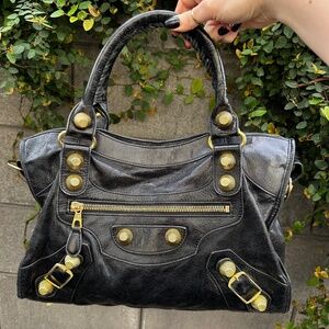 Balenciaga Giant City Bag in Anthracite with Gold Hardware